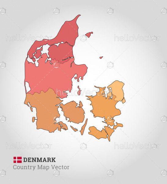 Denmark Colorful Map - Vector Illustration