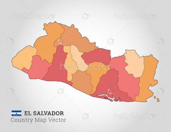 El Salvador Colorful Map - Vector Illustration