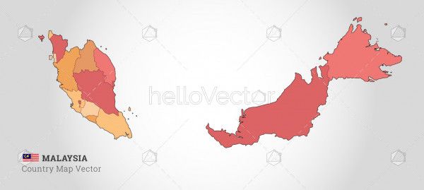 Malaysia Colorful Map - Vector Illustration