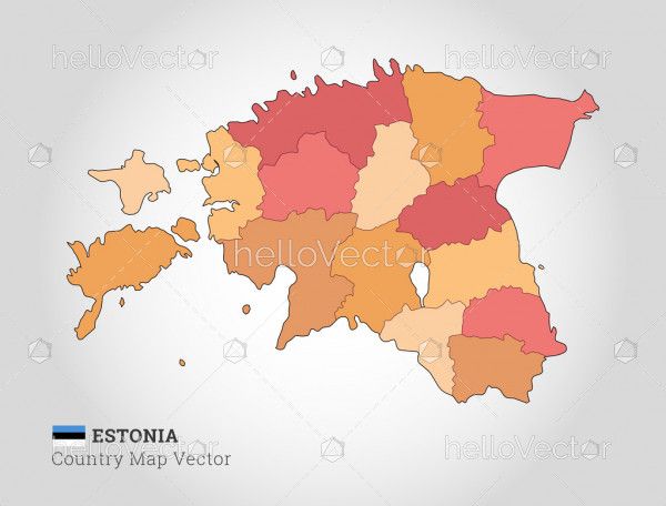Estonia Colorful Map - Vector Illustration