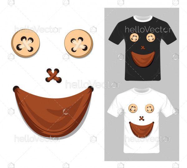 T-shirt graphic design. Smiley face character - vector illustration