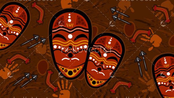 Aboriginal mask. Aboriginal art vector painting