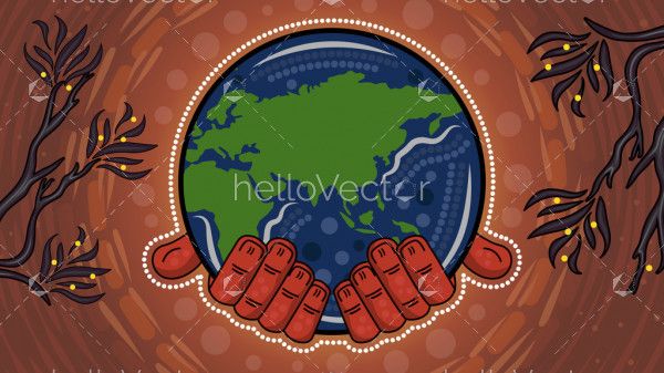 Aboriginal dot art painting depicting save the earth