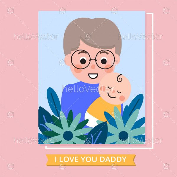 Father holds her baby in her arms, Happy father's day layout design