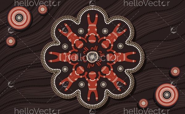 Aboriginal art vector painting. Meeting and unity concept