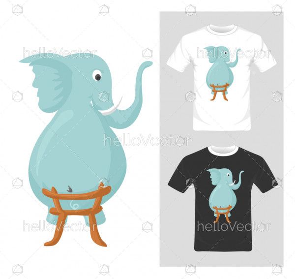 Cute funny elephant vector illustration. T-shirt graphic design