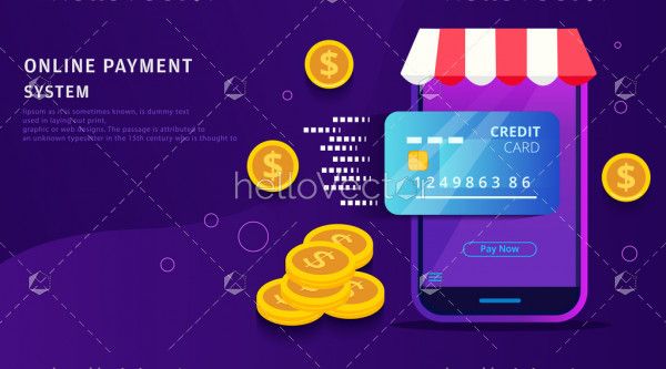 Online payment vector background