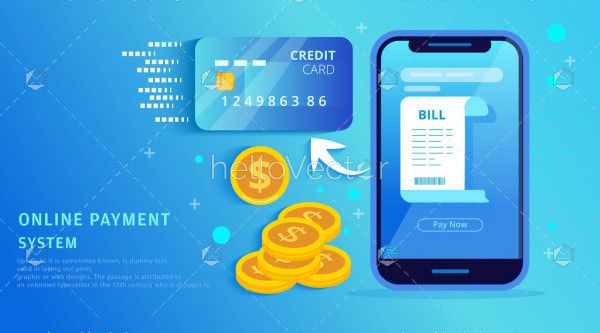 Online payment and money transfer - Vector Illustration