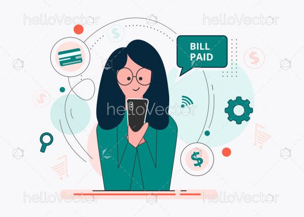 Online bill payment - Vector Illustration