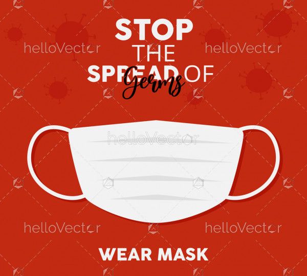 Wear face mask signage - Vector Illustration