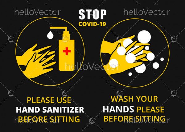 Wash and sanitize hands signage - Vector Illustration