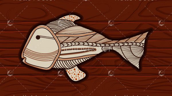 Aboriginal bark painting fish - Vector illustration