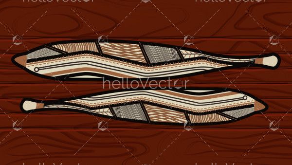Aboriginal woomera bark painting vector art