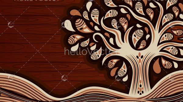 Tree painting abstract - Vector Illustration