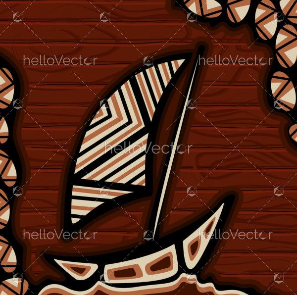 Sailboat abstract painting on wooden background