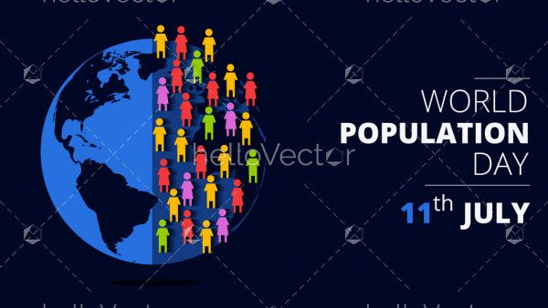 World population day banner - Vector Illustration