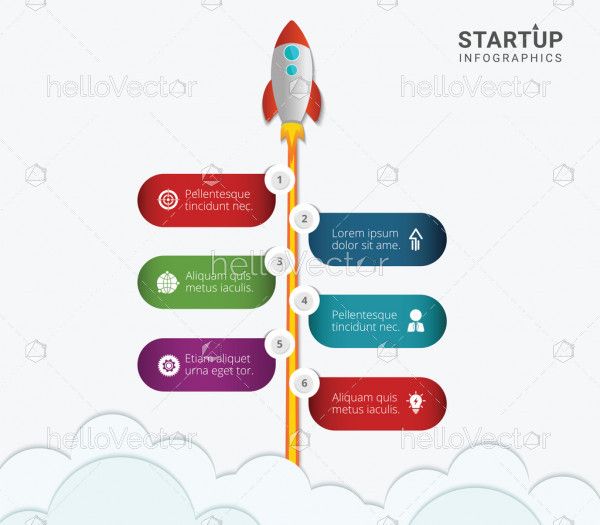 Startup infographic design with rocket - Vector Illustration