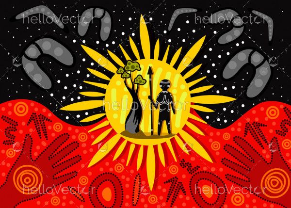 Aboriginal art painting - Vector Illustration