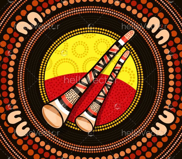 Aboriginal dot painting with didgeridoo