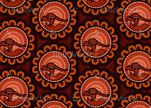 Aboriginal dot art seamless kangaroo pattern background