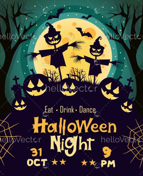 Happy Halloween banner or party invitation card - Vector Illustration