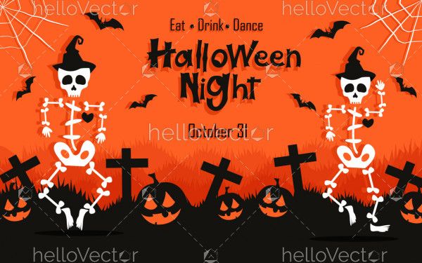 Happy Halloween banner or party invitation card - Vector Illustration