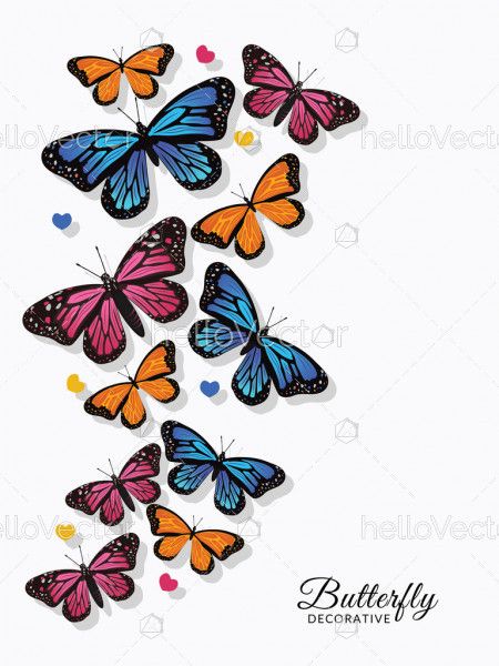 Colorful Monarch butterflies for wall decoration