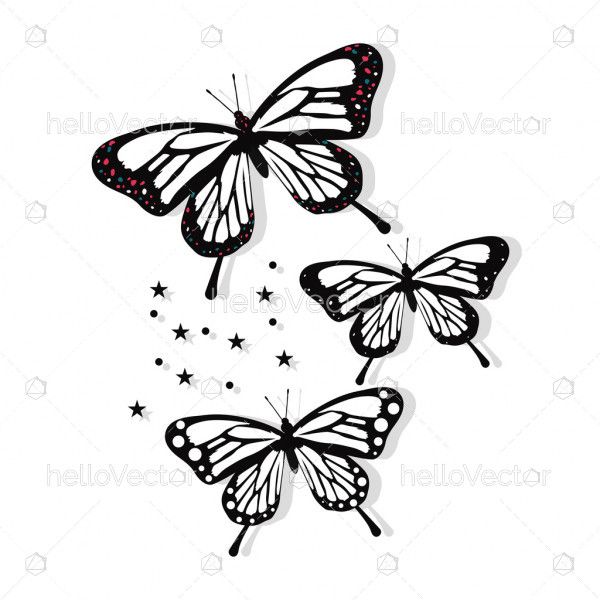Monarch butterfly tattoo black and white