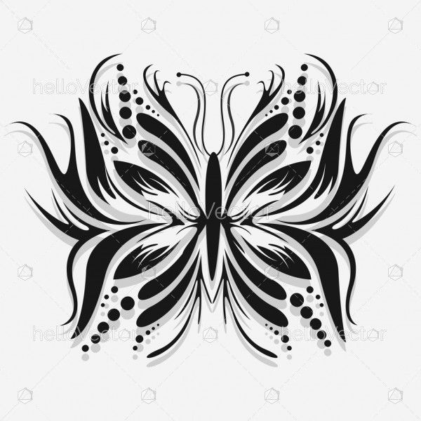 Butterfly Tattoo Design - Vector Illustration