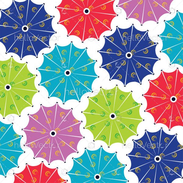 Multicolor umbrella seamless pattern - Vector background