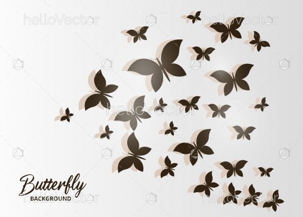 Silhouette black flying flock of butterflies vector