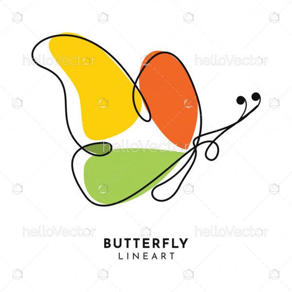 Abstract butterfly line art logo