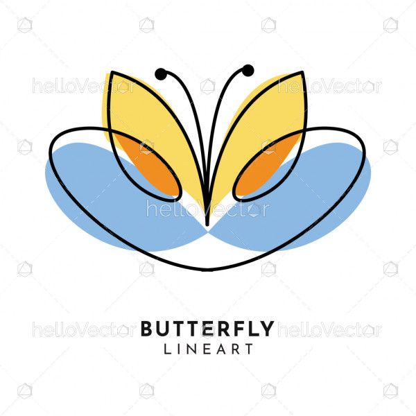 Colorful butterfly line art logo
