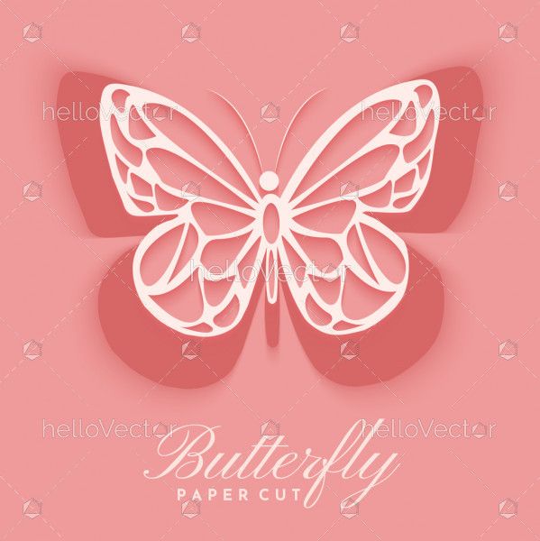 Paper cut out butterfly background vector