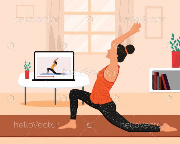 Online yoga class concept illustration