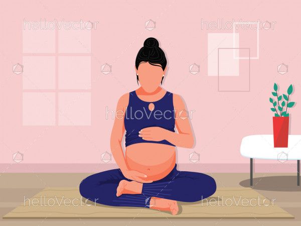 Pregnancy and yoga concept illustration