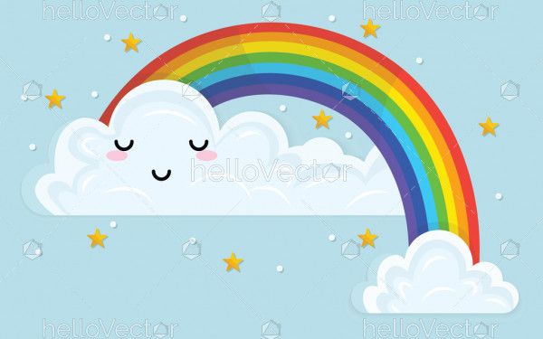 Color rainbow with emotion cloud