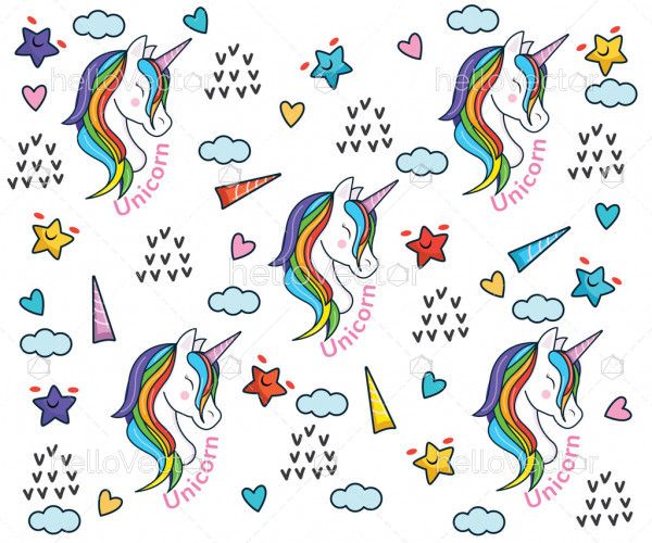 Cartoon rainbow unicorn patterns background