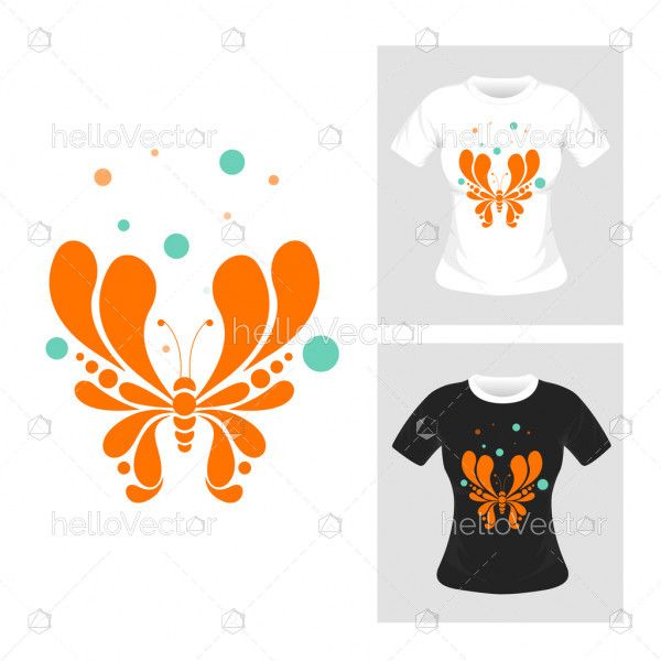 Abstract butterfly vector illustration. T-shirt graphic design.