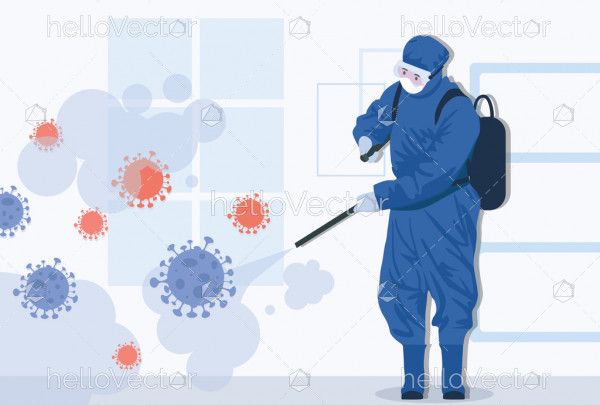 Virus disinfection concept illustration
