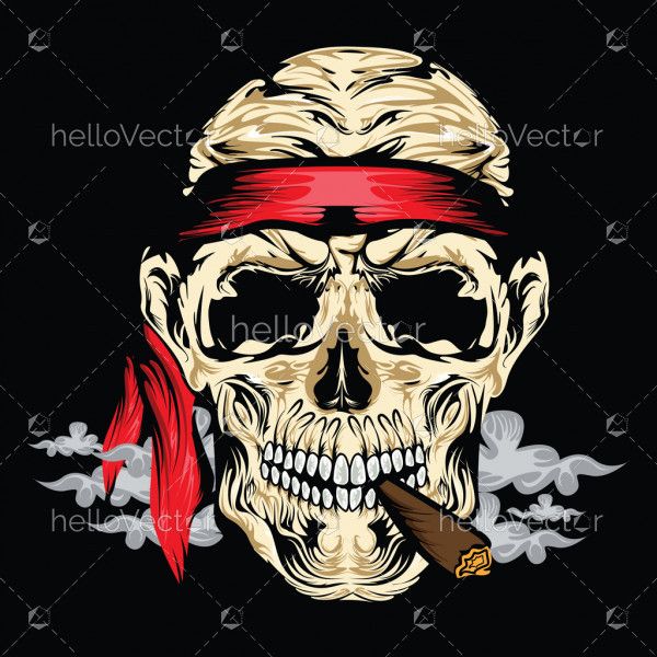 Evil skull with cigarette