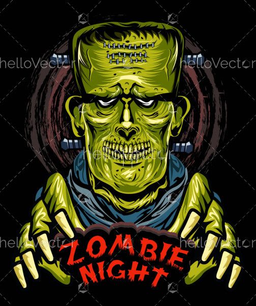 Frankenstein Zombie Horror Illustration