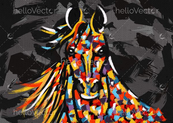 Abstract horse portrait painting
