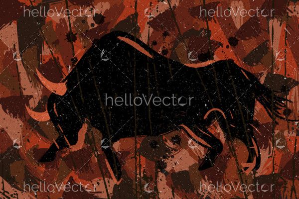 Raging bull abstract painting
