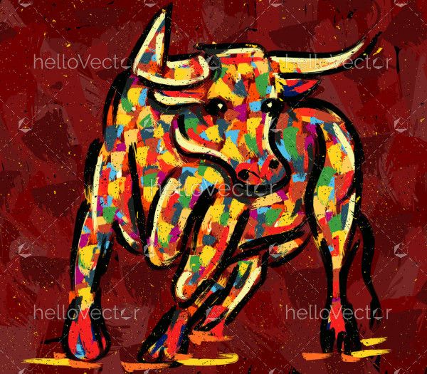 Bull Painting Illustration