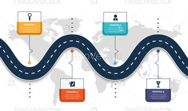 Road map timeline infographic for business