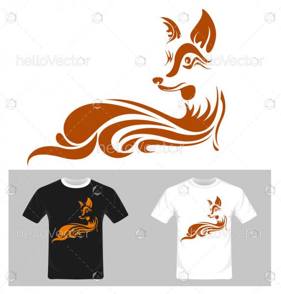 Fox abstract vector. T-shirt graphic design illustration.