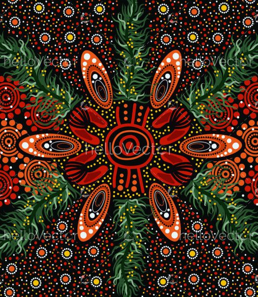 Bush leaves aboriginal art background