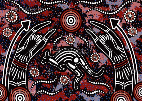 Hunting aboriginal art painting