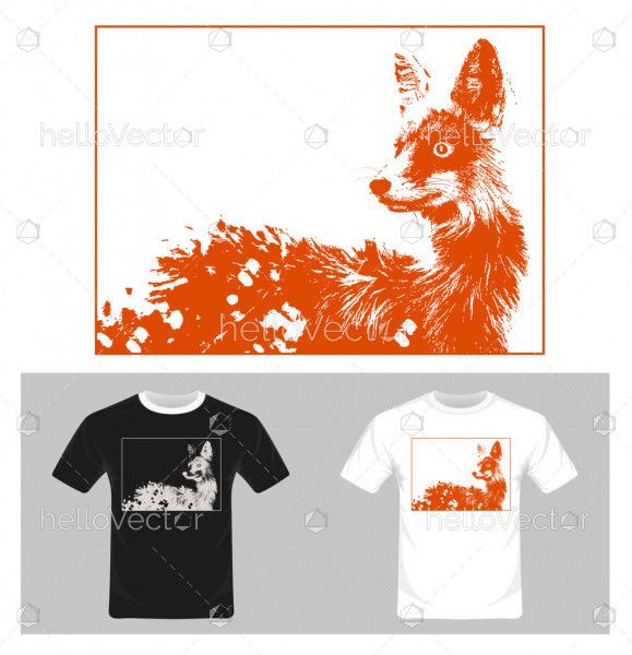 Fox vector. T-shirt graphic design illustration.